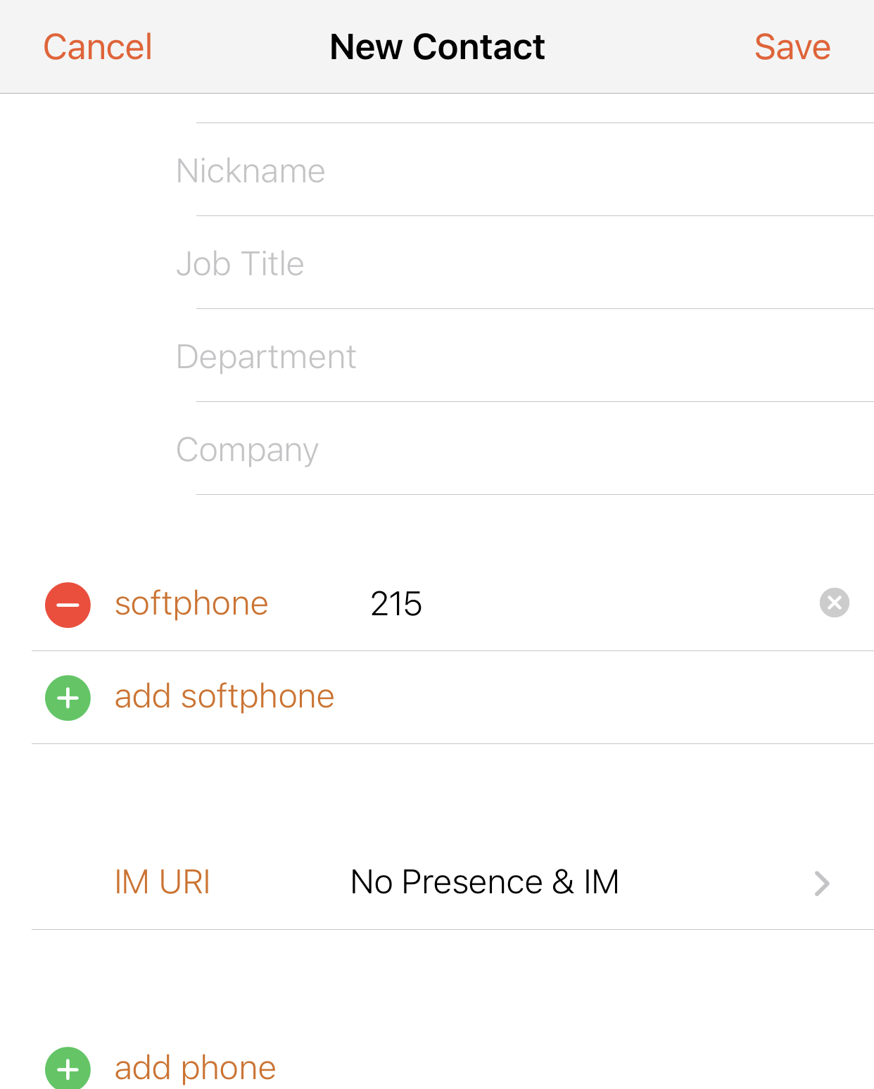 Coworker Speed Dial (Bria Mobile) — screenshot