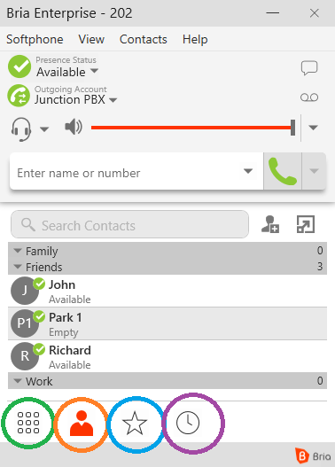 Placing Calls (Bria Desktop) — screenshot