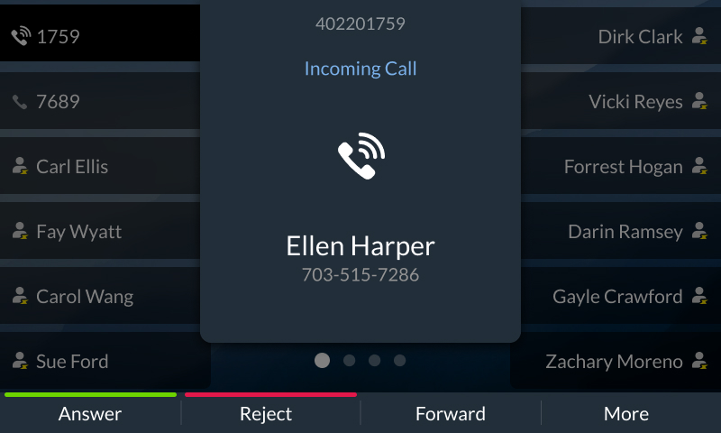 Incoming call on an Edge E500