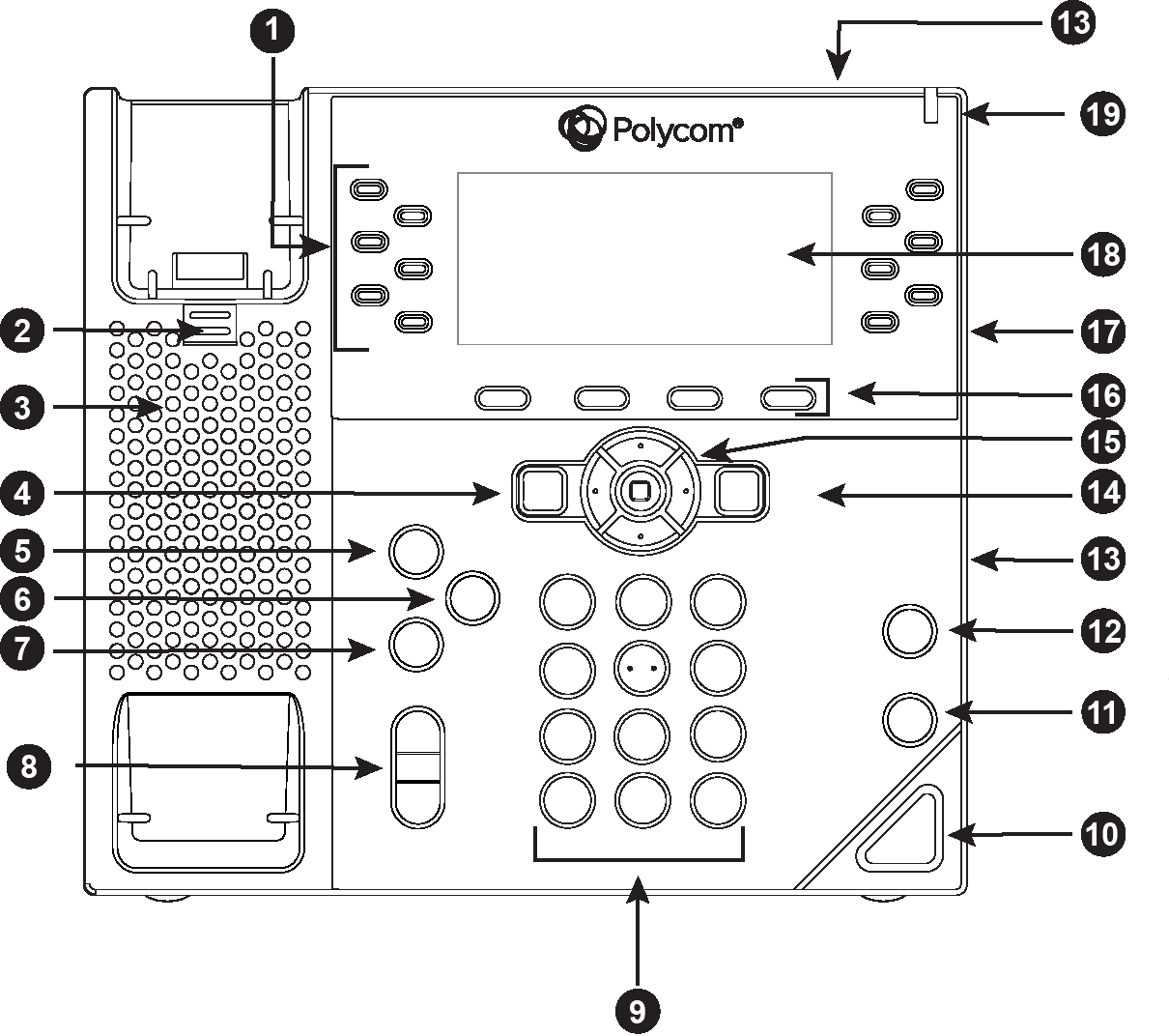 VVX 450 handset and audio buttons