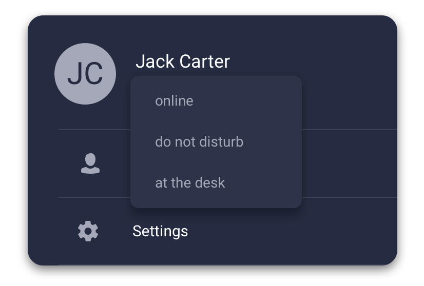 Ringotel Android status menu